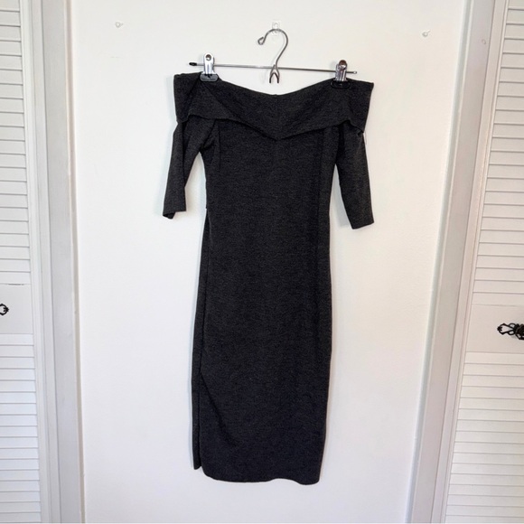 Zara Trafaluc Off Shoulder Crossover Grey Bodycon dress, size small - Picture 6 of 9
